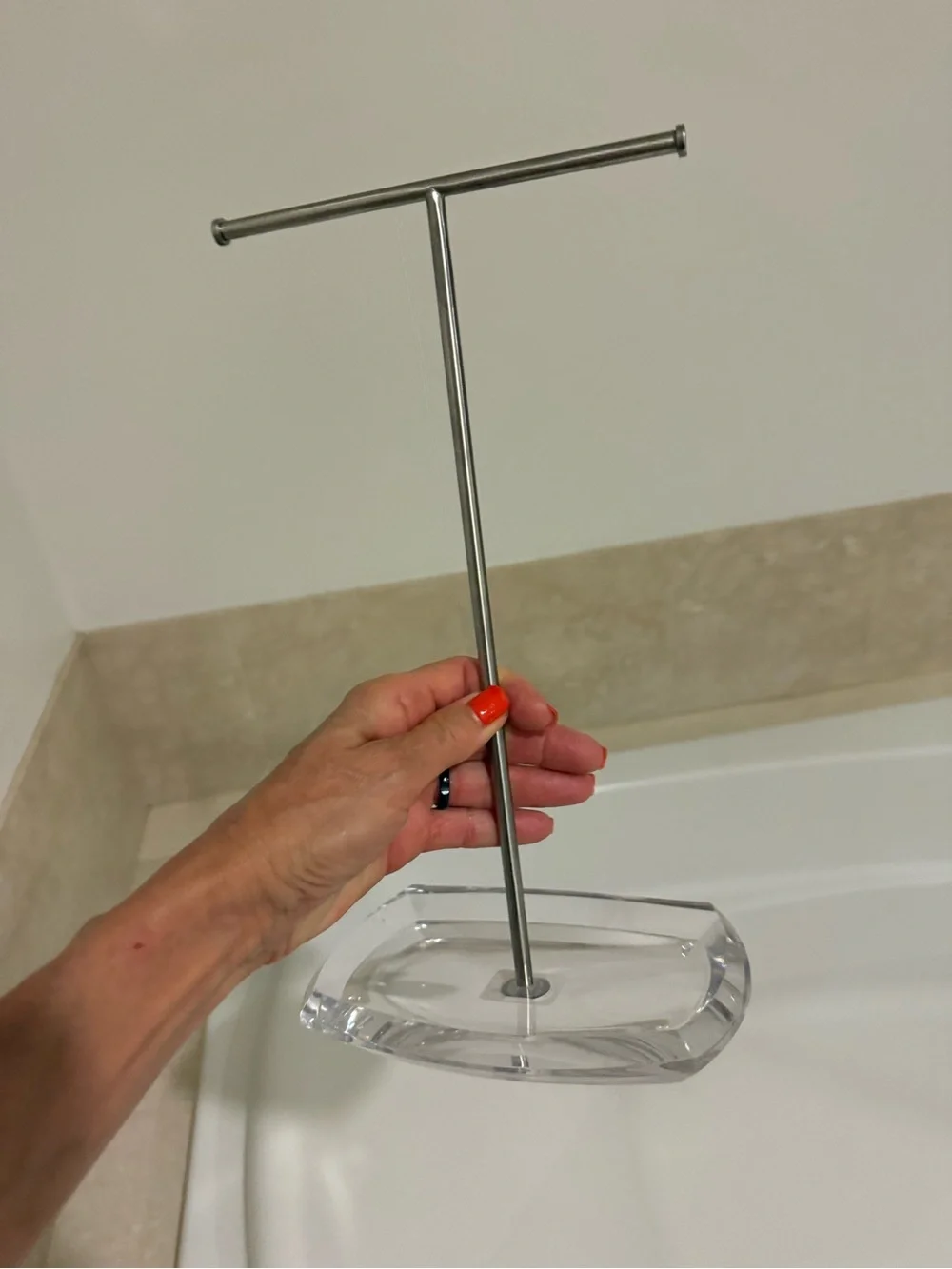 The Container Store Clear Acrylic & Silver Jewelry T-Bar Display